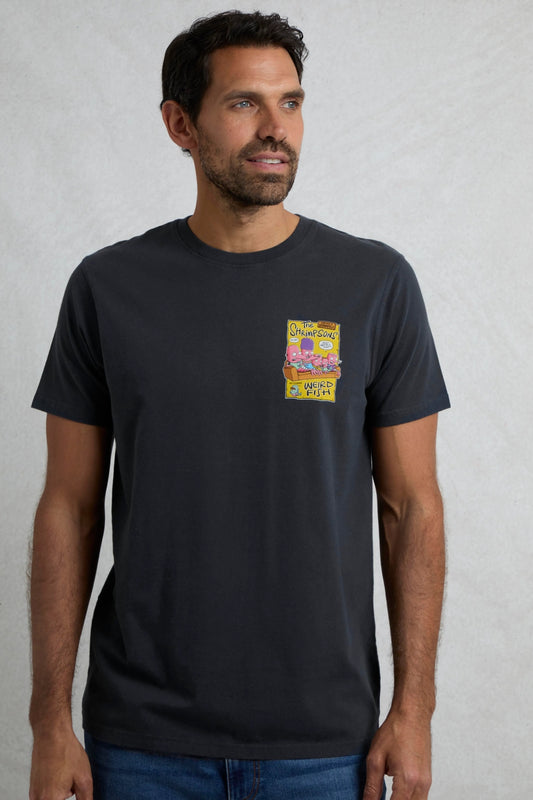 Weird Fish Mens Shrimpsons Print T-Shirt - Navy