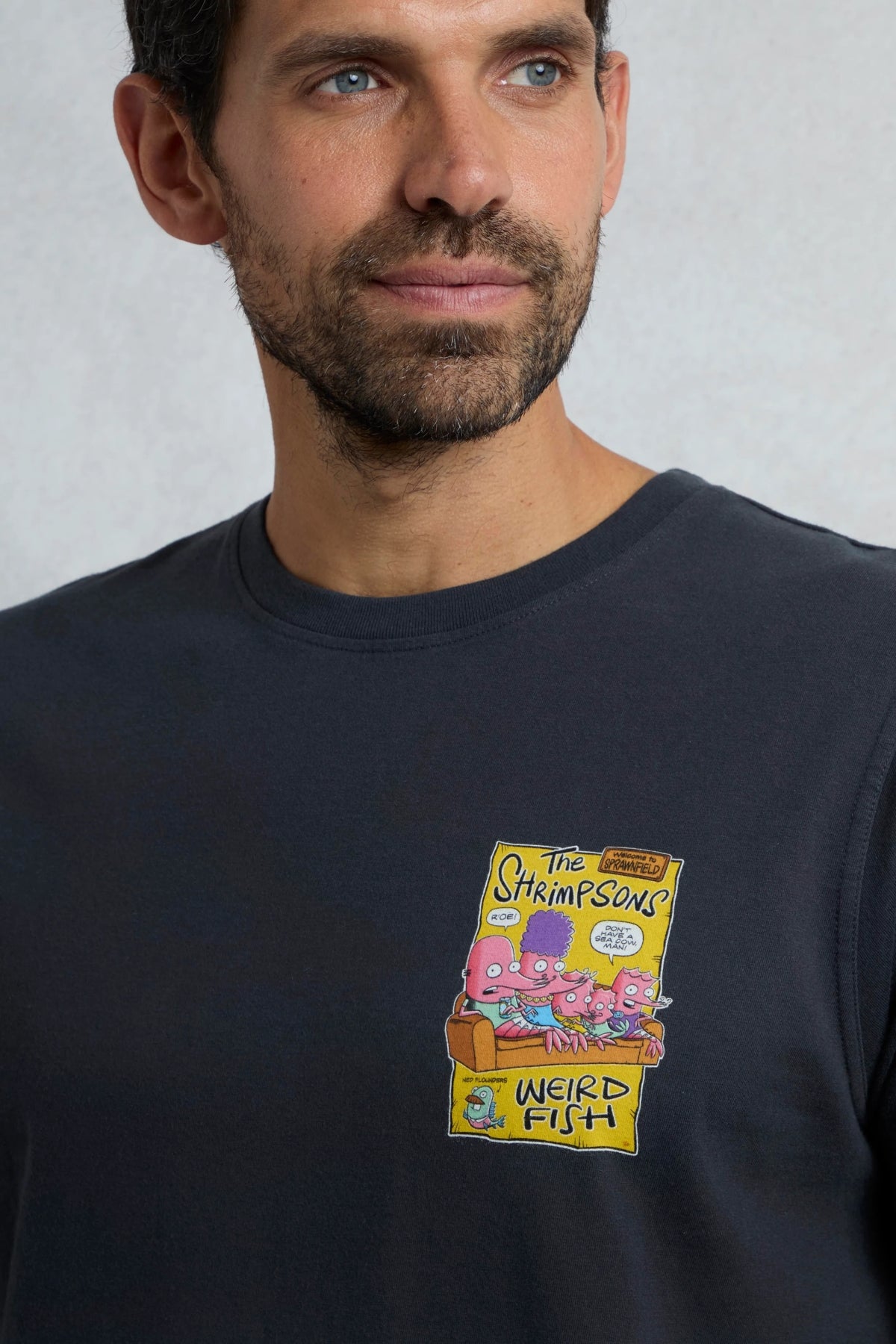 Weird Fish Mens Shrimpsons Print T-Shirt - Navy