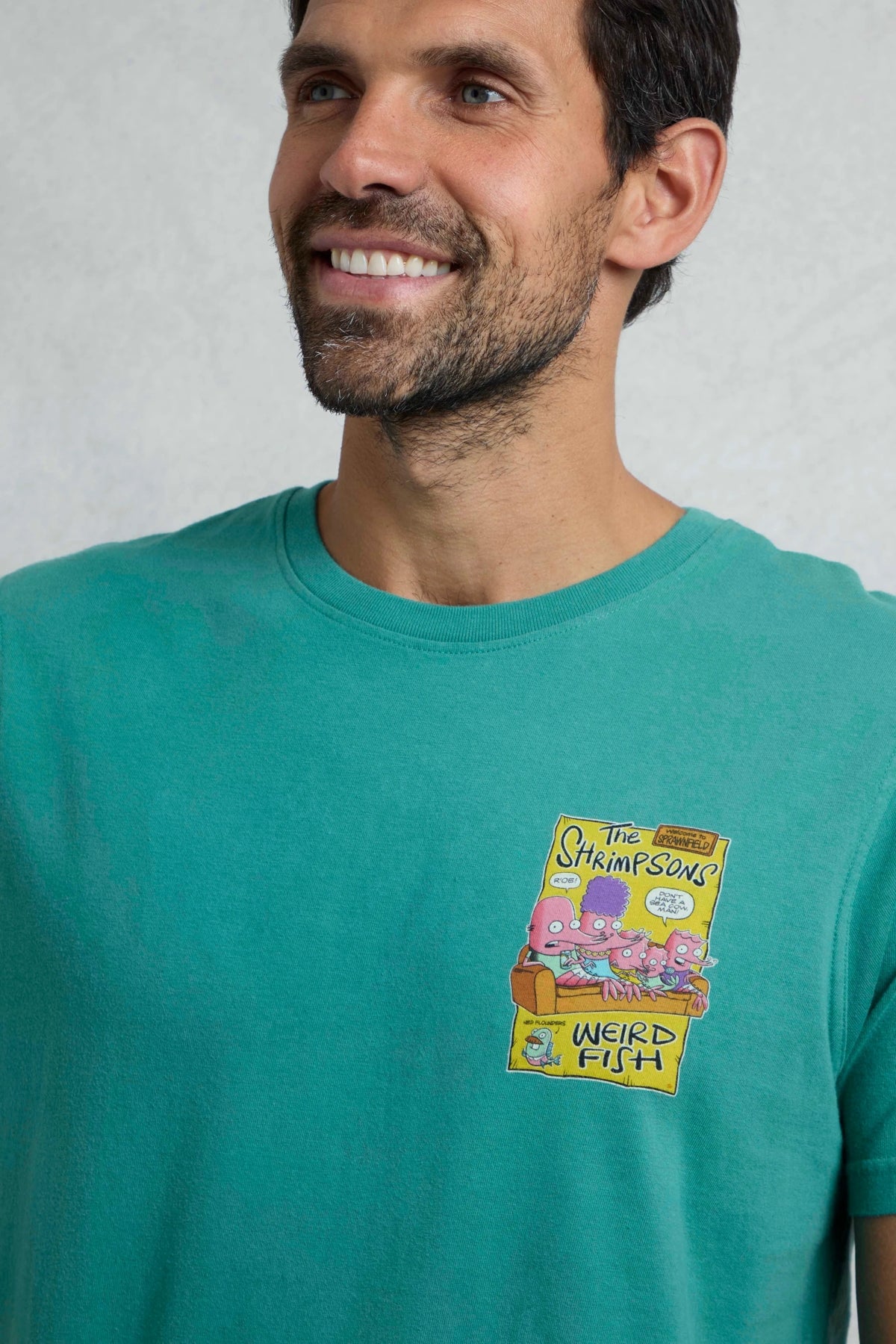 Weird Fish Mens Shrimpsons Print T-Shirt - Viridis