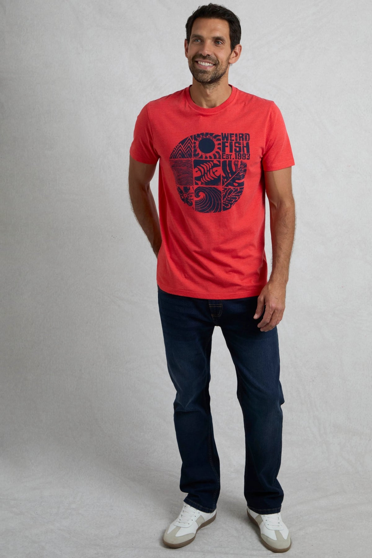 Weird Fish Mens Summer Sector Printed Tee - Retro Red