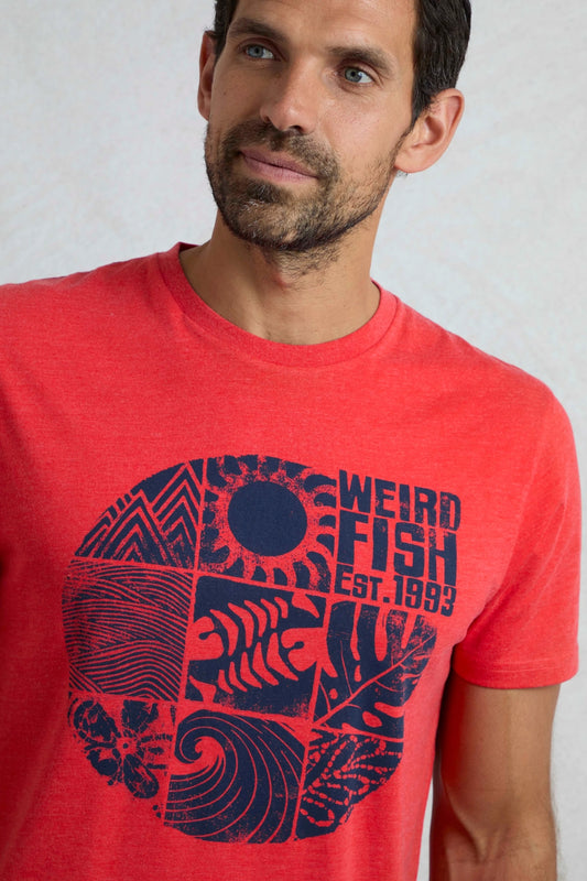 Weird Fish Mens Summer Sector Printed Tee - Retro Red