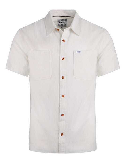 Weird Fish Mens Hinton Short Sleeve Textured Crepe Shirt - Dusty White