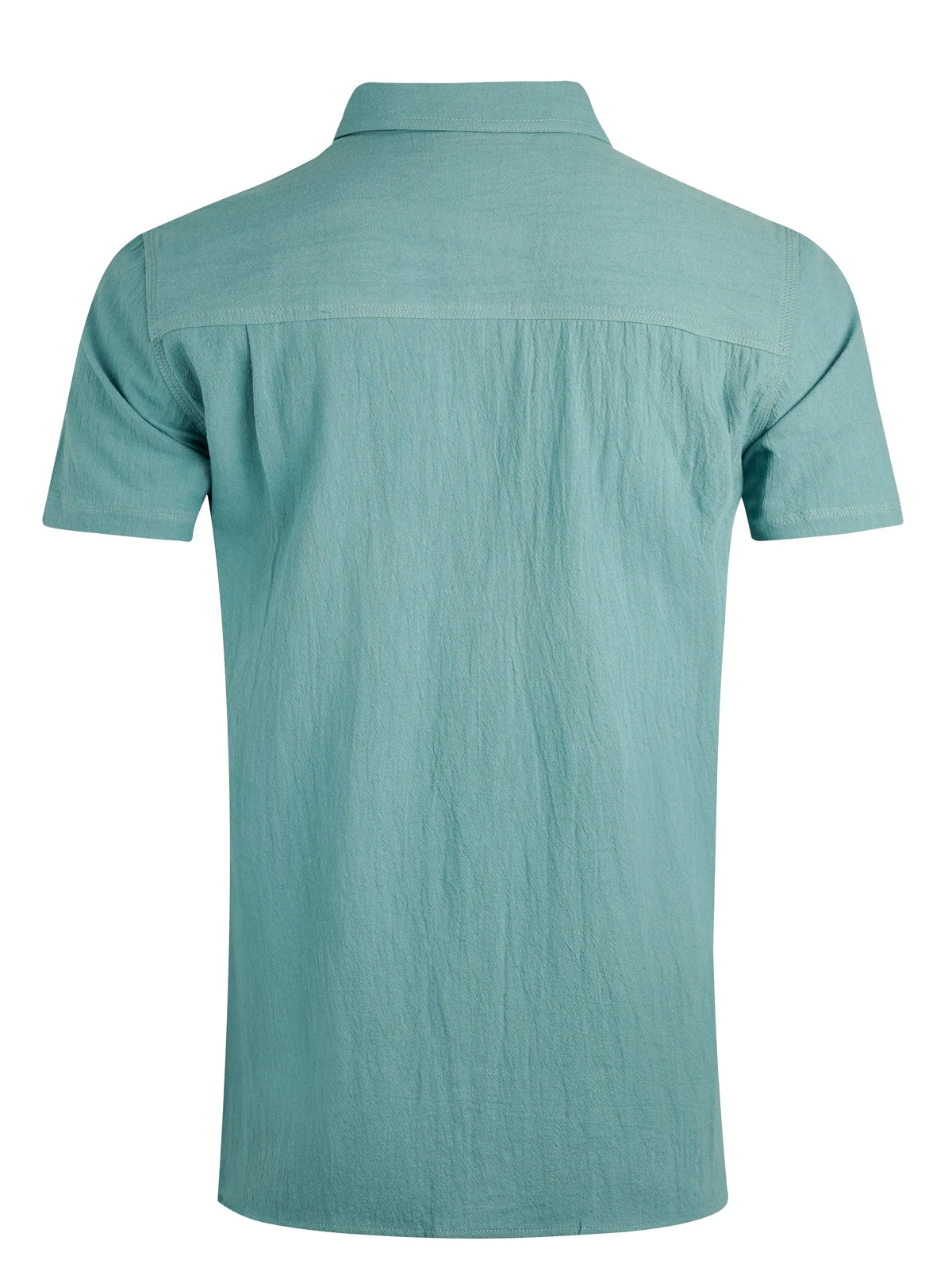 Weird Fish Mens Hinton Short Sleeve Textured Crepe Shirt - Mineral Blue