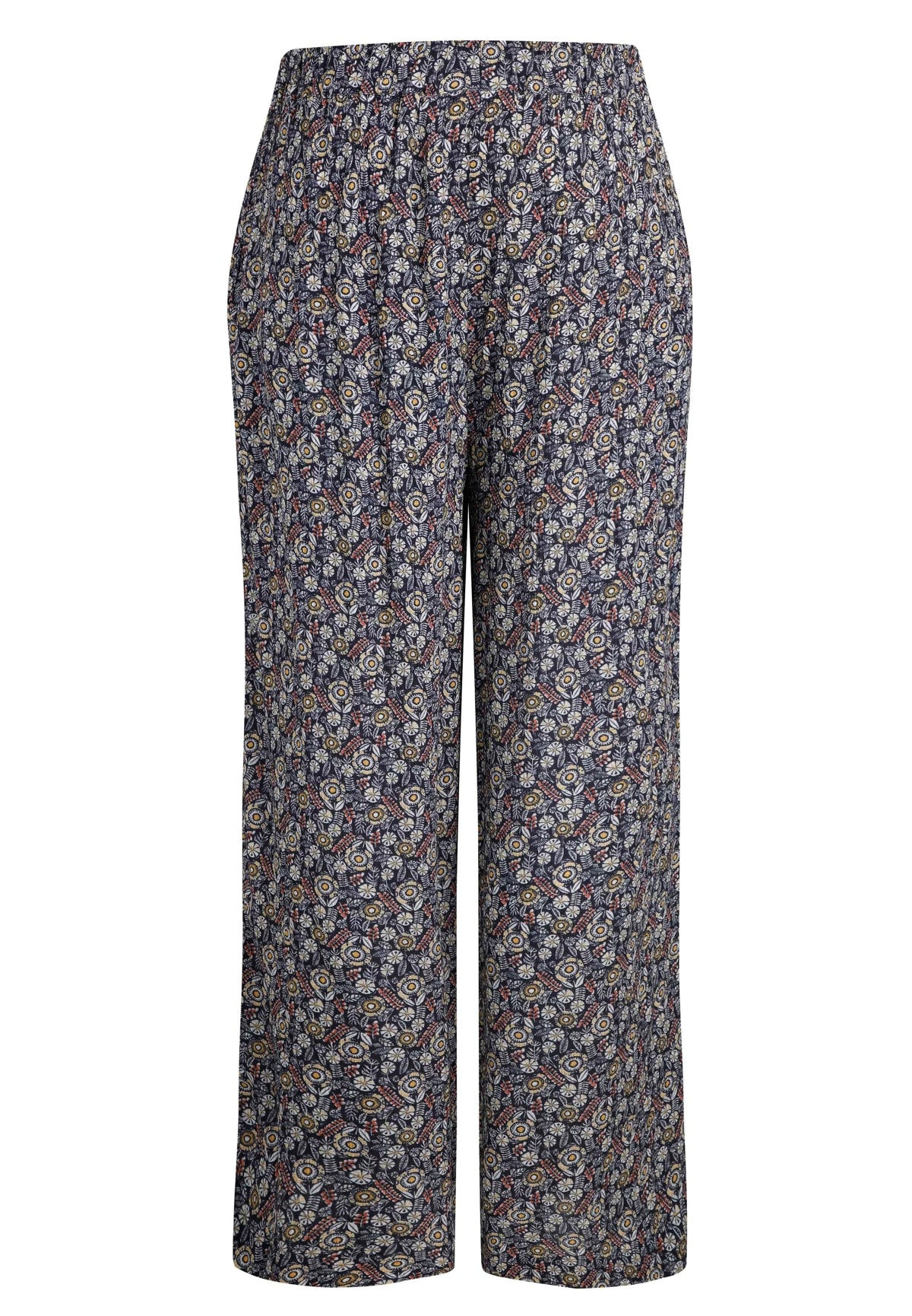 Weird Fish Womens Sarita Viscose Wide Leg Cropped Trouser - Navy