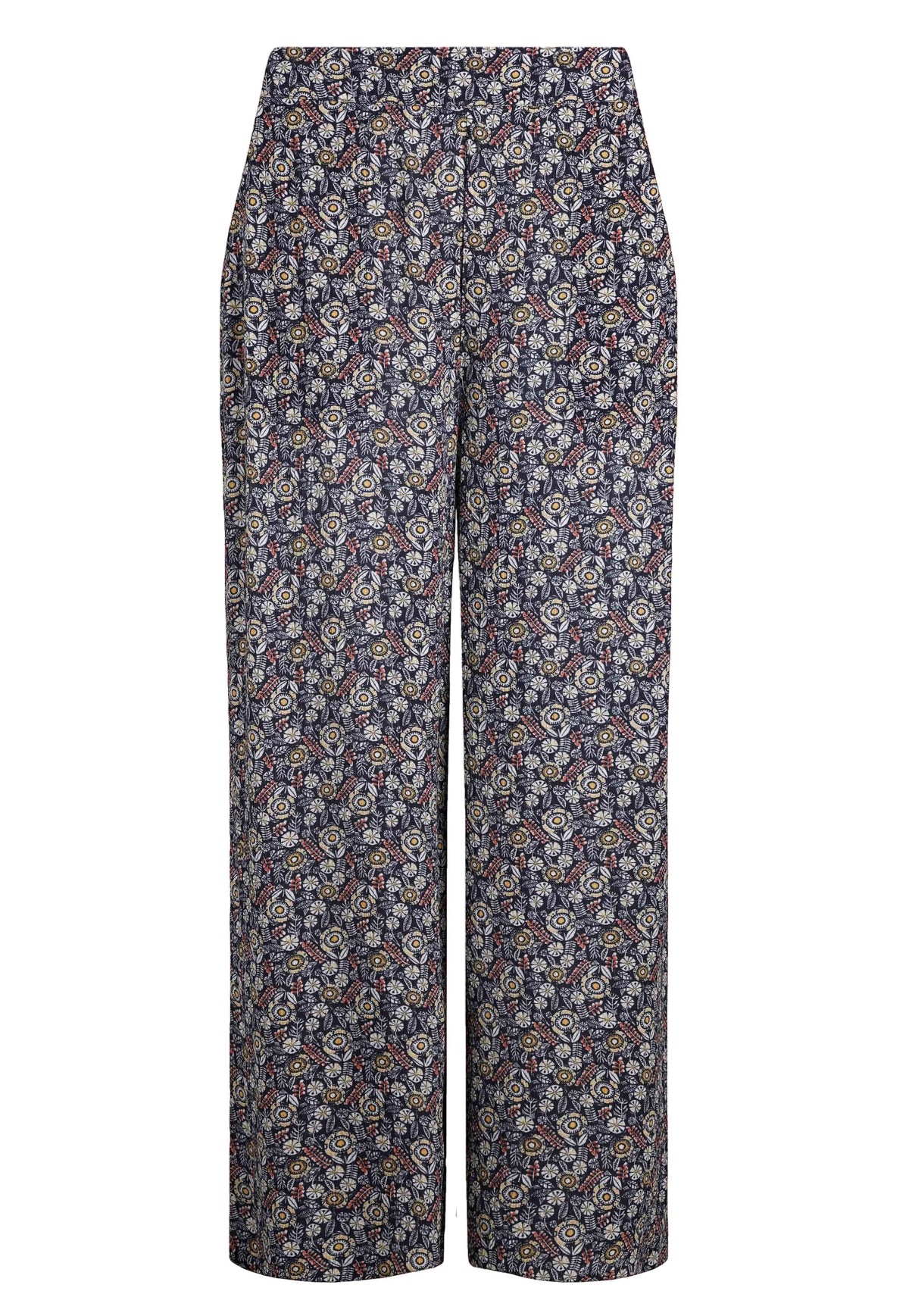 Weird Fish Womens Sarita Viscose Wide Leg Cropped Trouser - Navy