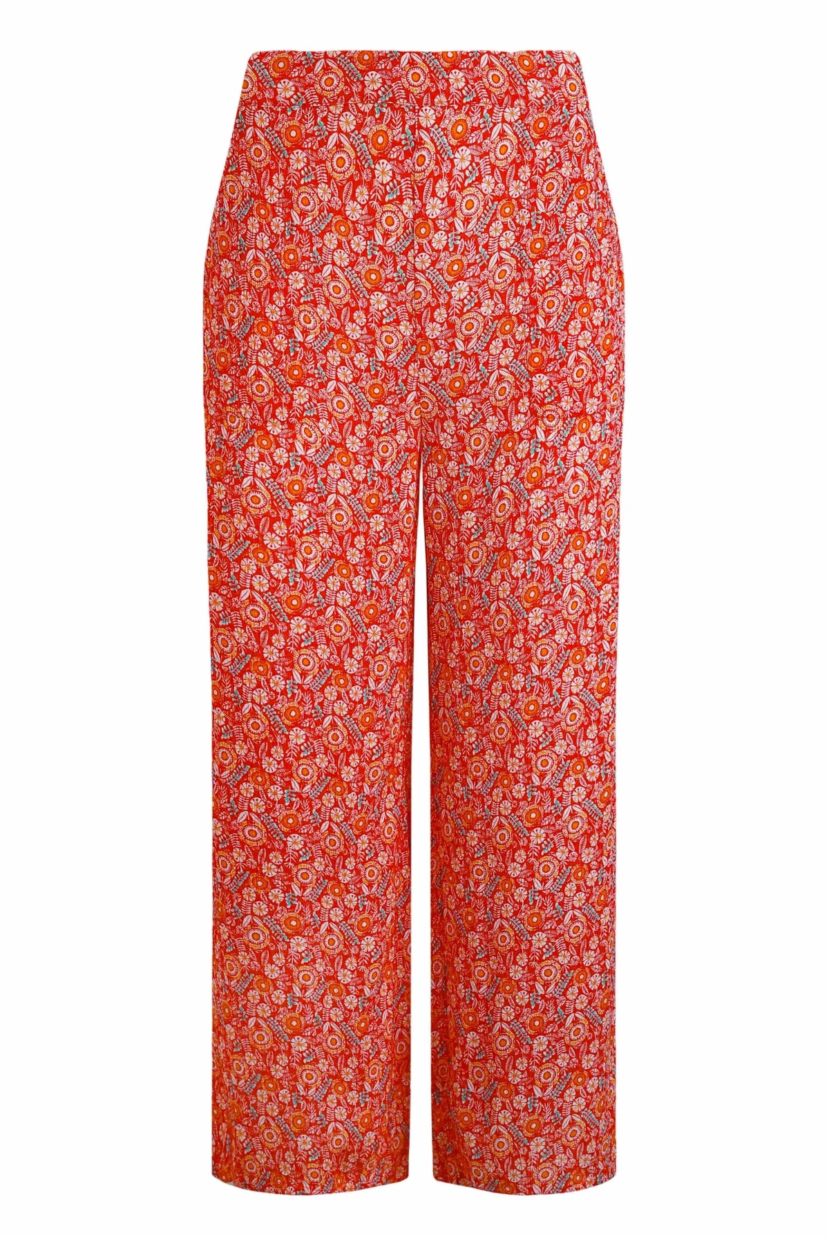 Weird Fish Womens Sarita Viscose Wide Leg Cropped Trouser - Tango Red