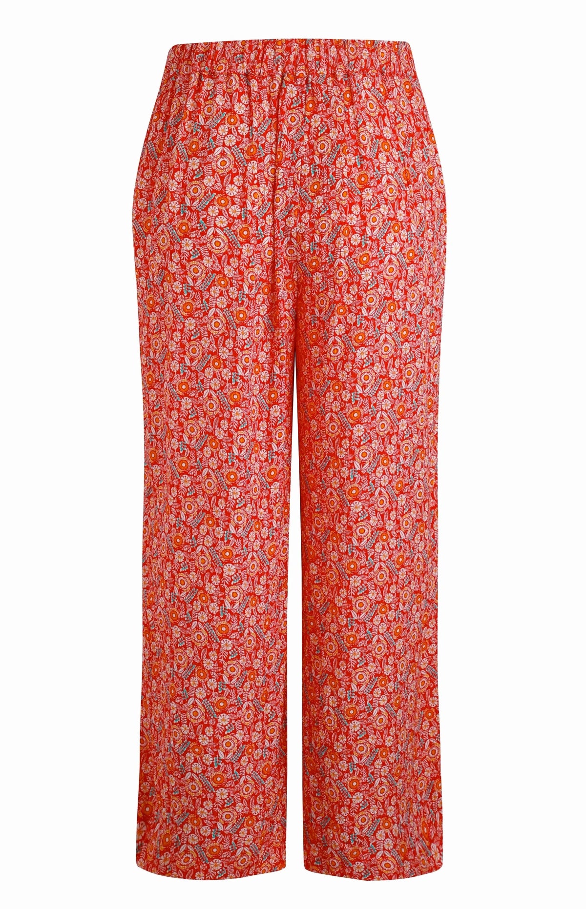 Weird Fish Womens Sarita Viscose Wide Leg Cropped Trouser - Tango Red