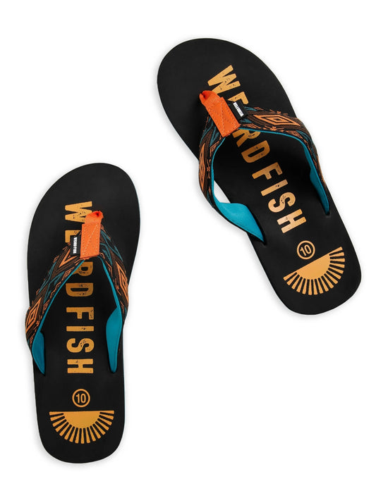 Weird Fish Mens Hamdon Jacquard Flip Flops - Black