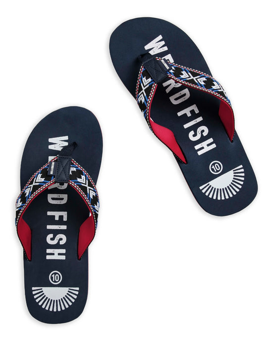 Weird Fish Mens Hamdon Jacquard Flip Flops - Navy