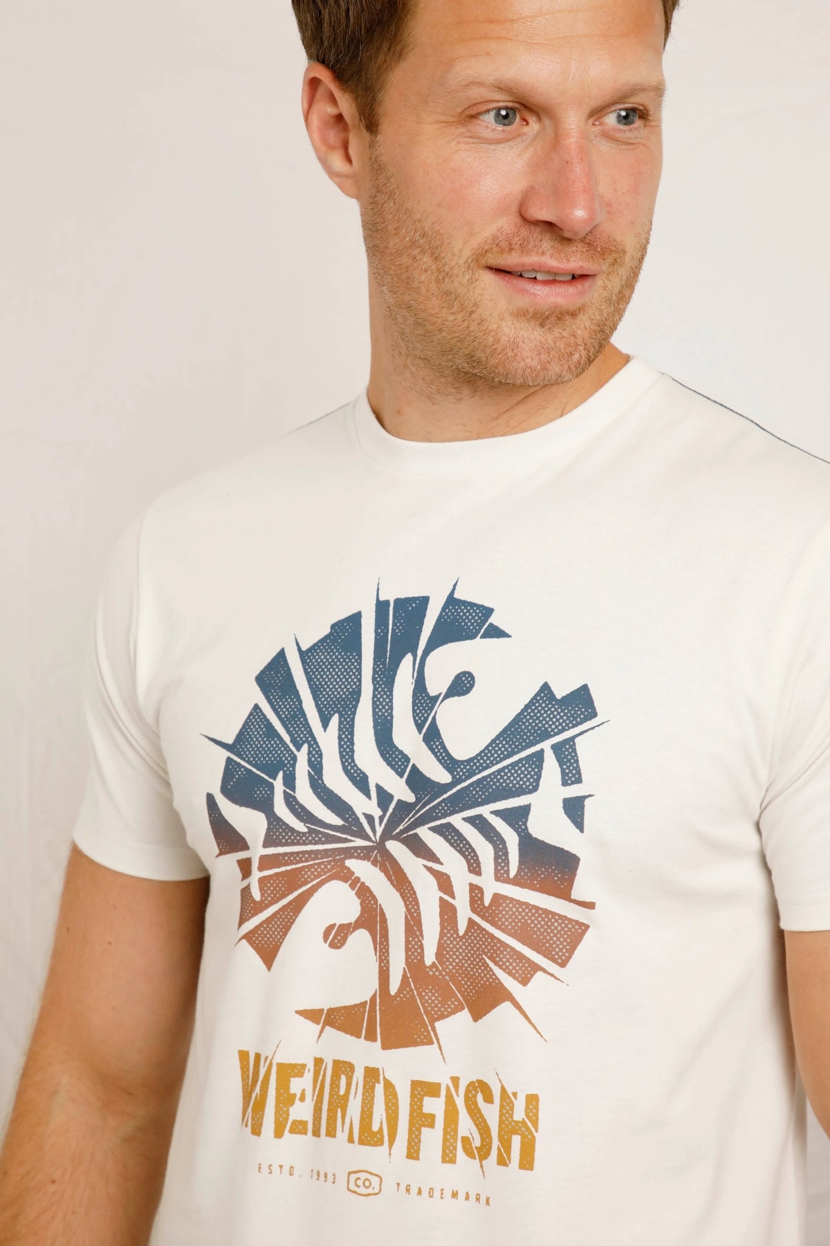 Weird Fish Mens Shatter Print Tee - Dusty White