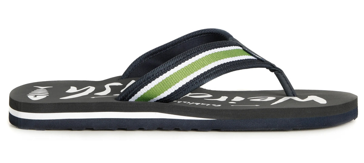 Weird Fish Mens Waterford Flip Flops - Cement Grey / Green