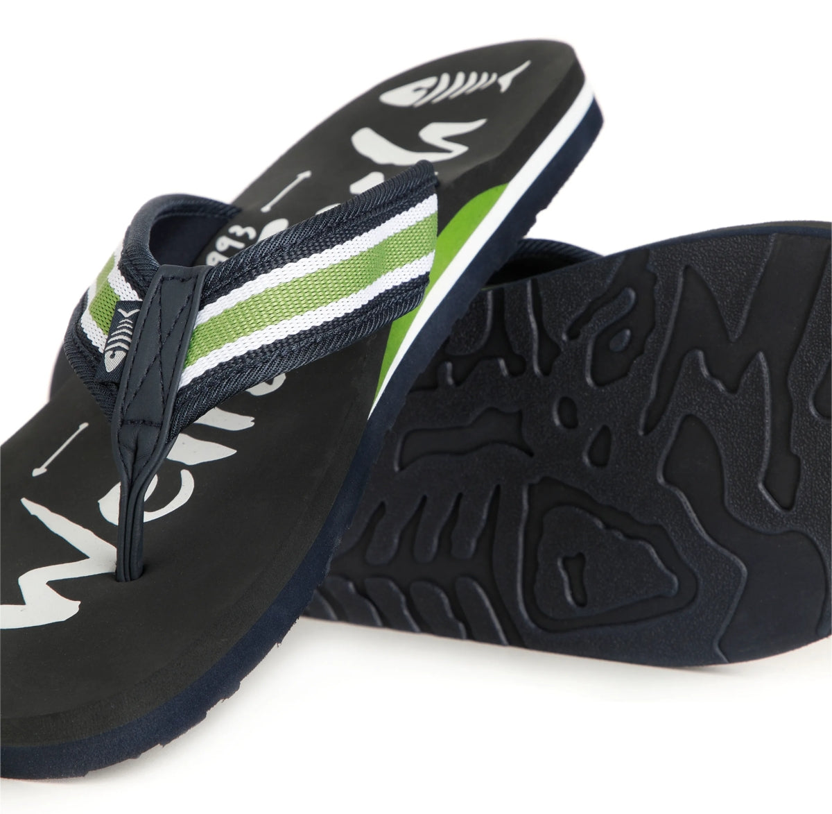 Weird Fish Mens Waterford Flip Flops - Cement Grey / Green