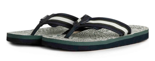 Weird Fish men's Derwent printed flip flops in Dusky Green.