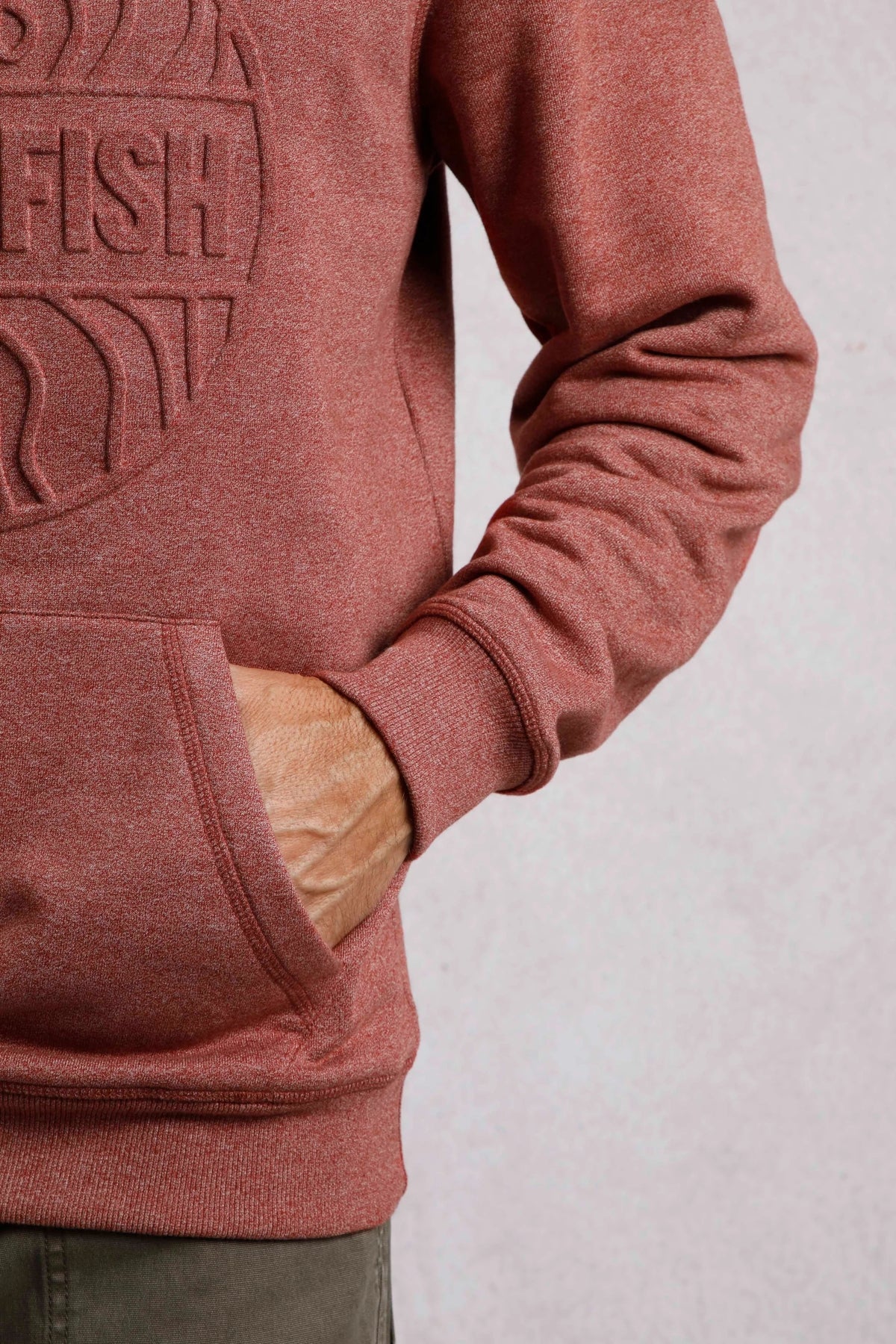 Weird Fish Mens Perranporth Embossed Grindle Hoodie - Nut