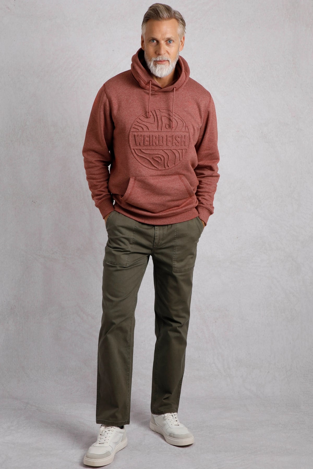 Weird Fish Mens Perranporth Embossed Grindle Hoodie - Nut