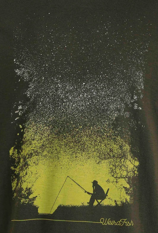 Weird Fish Mens Dark Sky Printed Tee - Fir Green