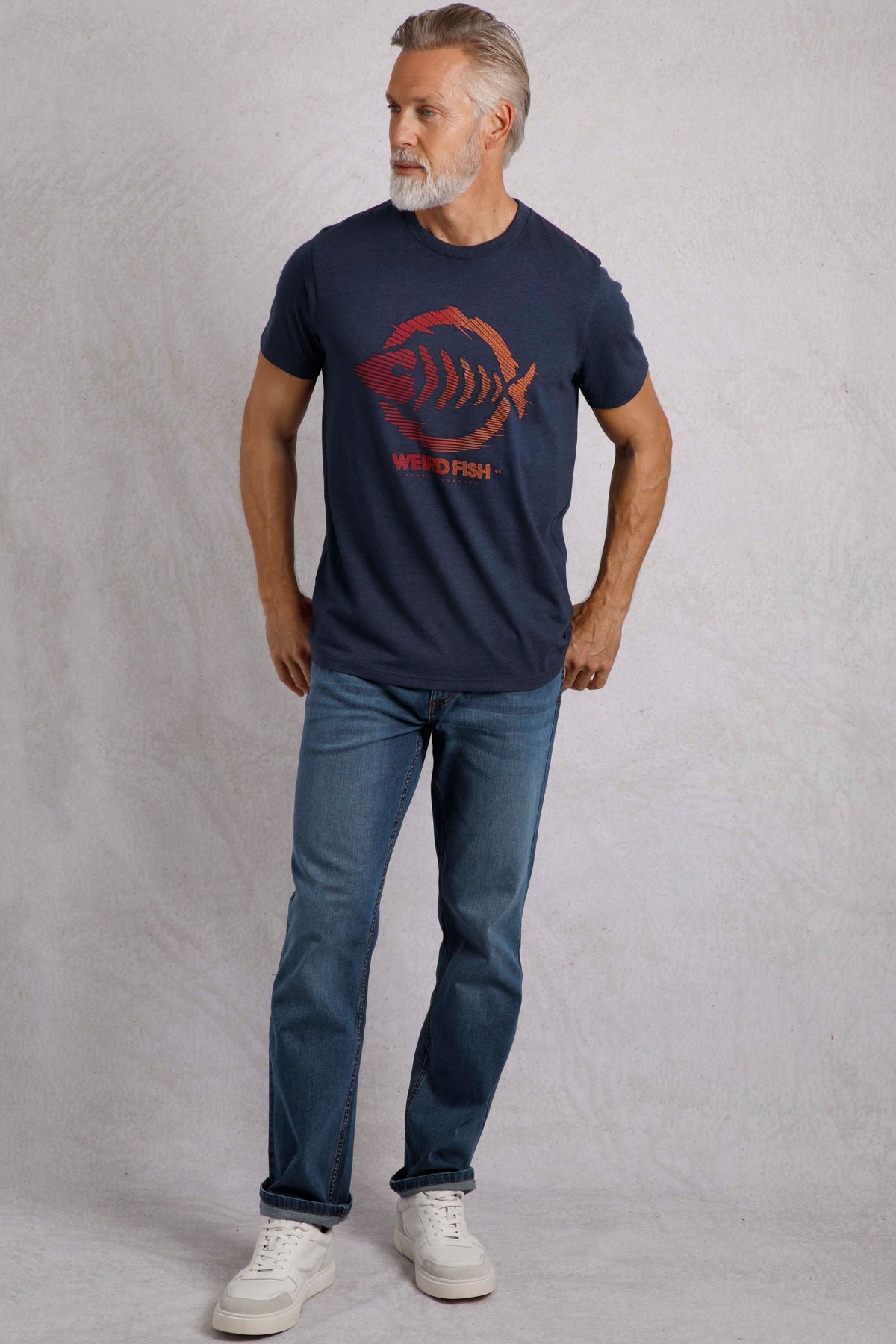 Weird Fish Mens Velocity Printed Tee - Dark Blue