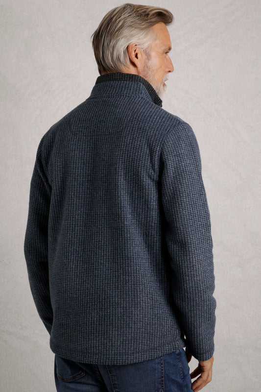 Weird Fish Mens Shires Full Zip Grid Fleece - Navy
