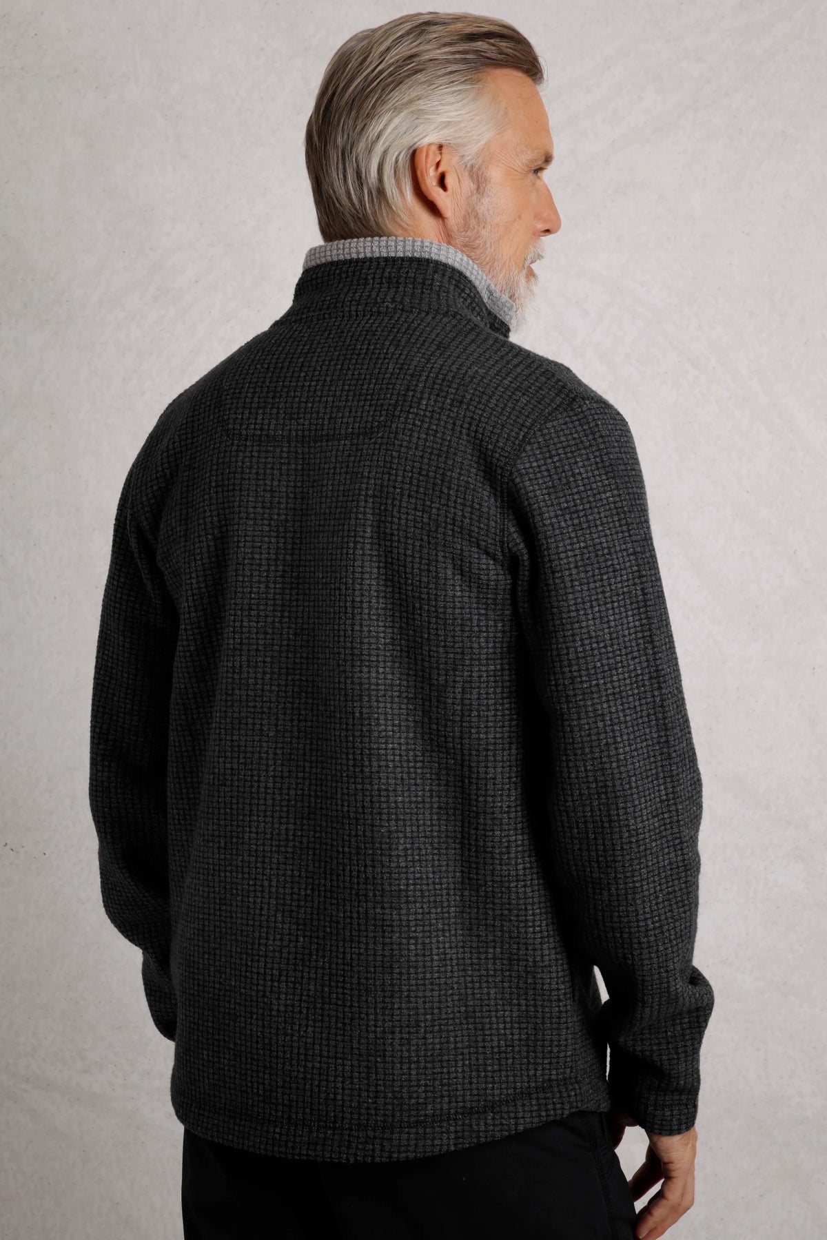 Weird Fish Mens Shires Full Zip Grid Fleece - Washed Black