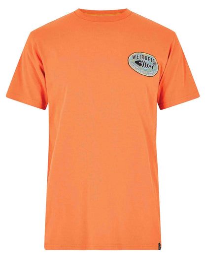 Mango orange crew neck Original surf print t-shirt for men from Weird Fish.