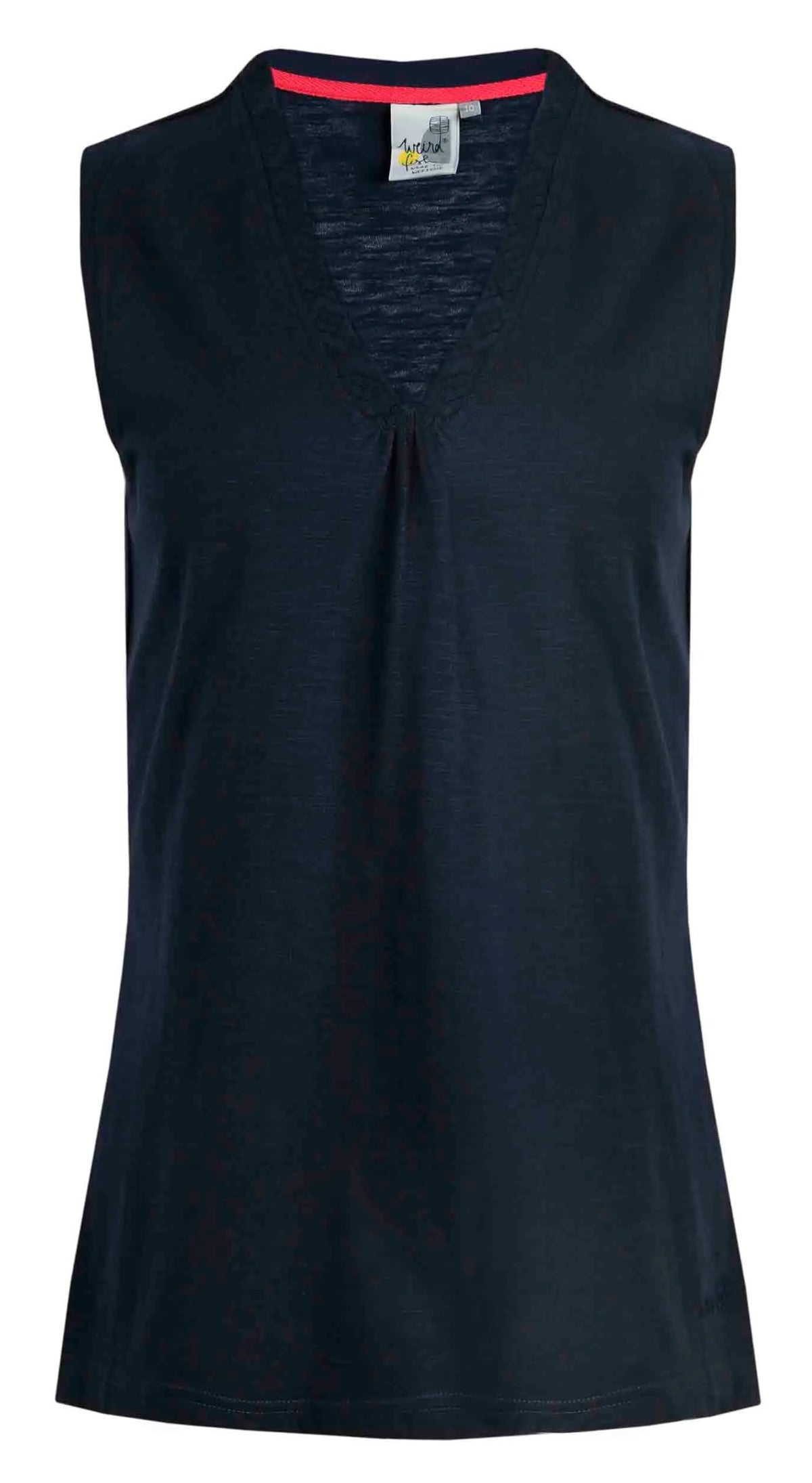 Weird Fish women's plain Navy Arenas v-neck wide strap vest.