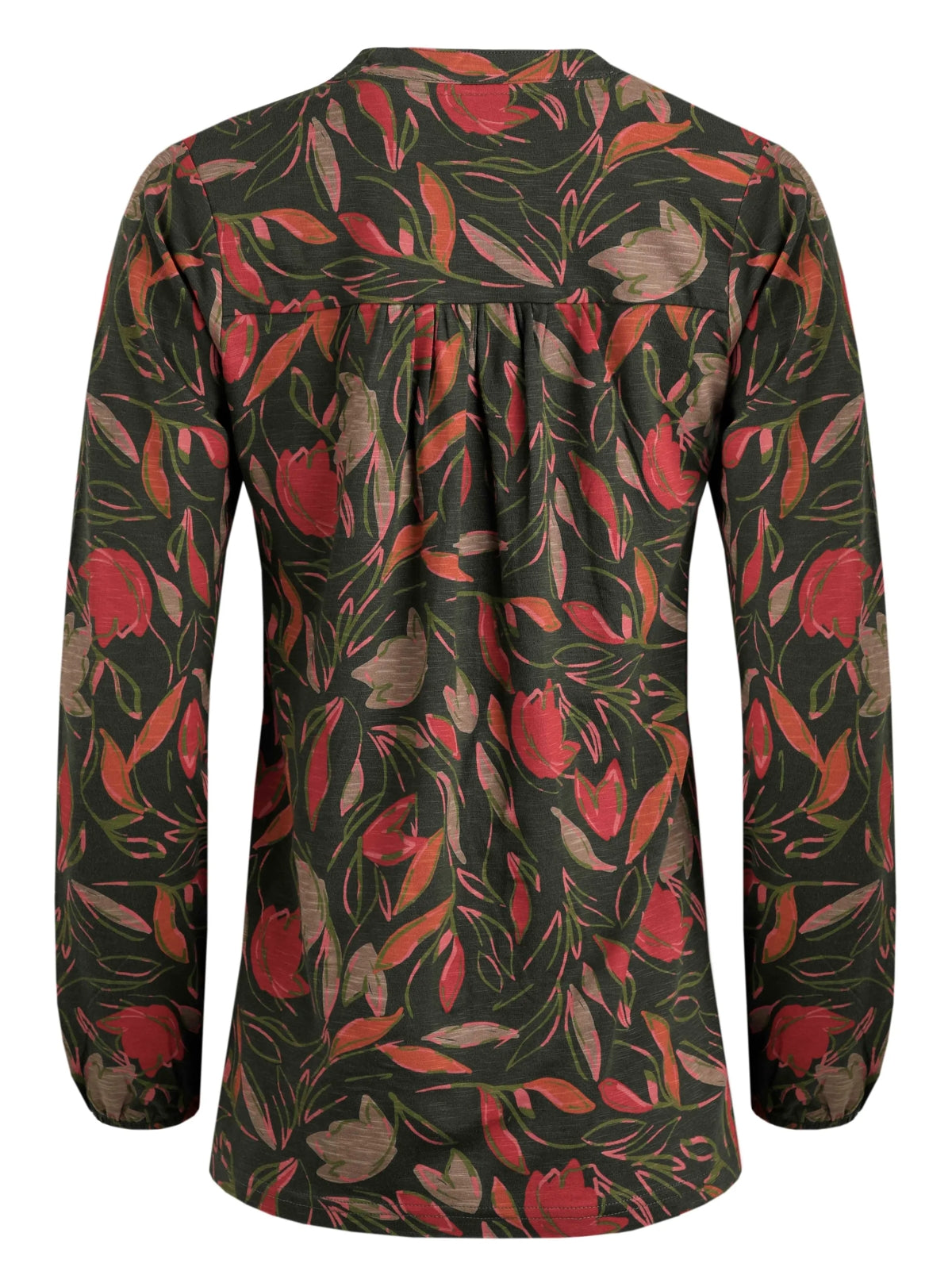 Weird Fish Womens Brooke Slub Printed Jersey Top - Dark Olive