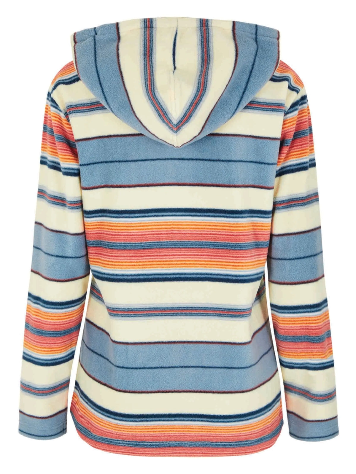Weird Fish women's striped Lana popover hoodie in Ecru, Orange and Blue.