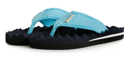 Weird Fish women's Cayman waffle sole flip flops in Navy.