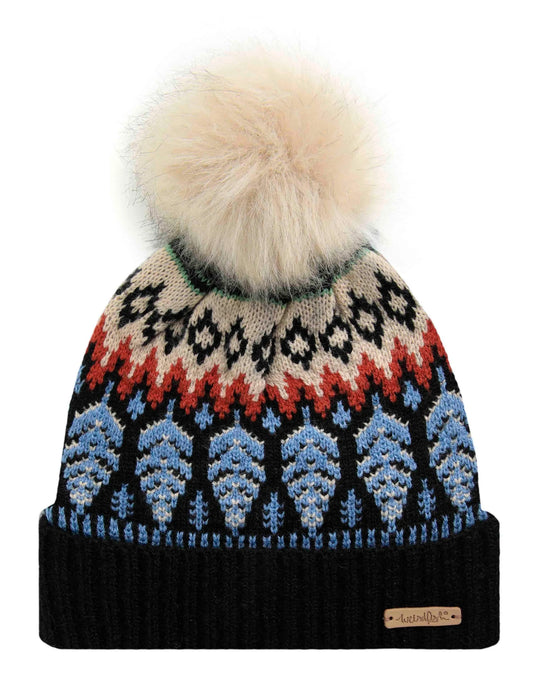 Weird Fish Keara Fair Isle Bobble Hat Beanie Midnight Navy