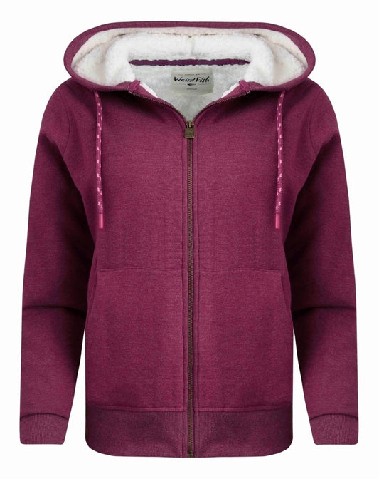 Weird Fish Womens Sevanna Borg Lined Jersey Hoodie - Boysenberry
