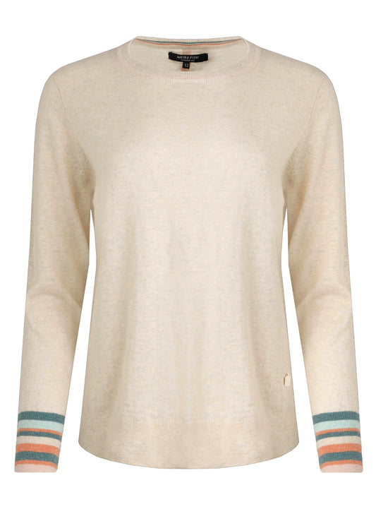 Weird Fish Womens Kinga Lightweight Outfitter Crew - Light Cream