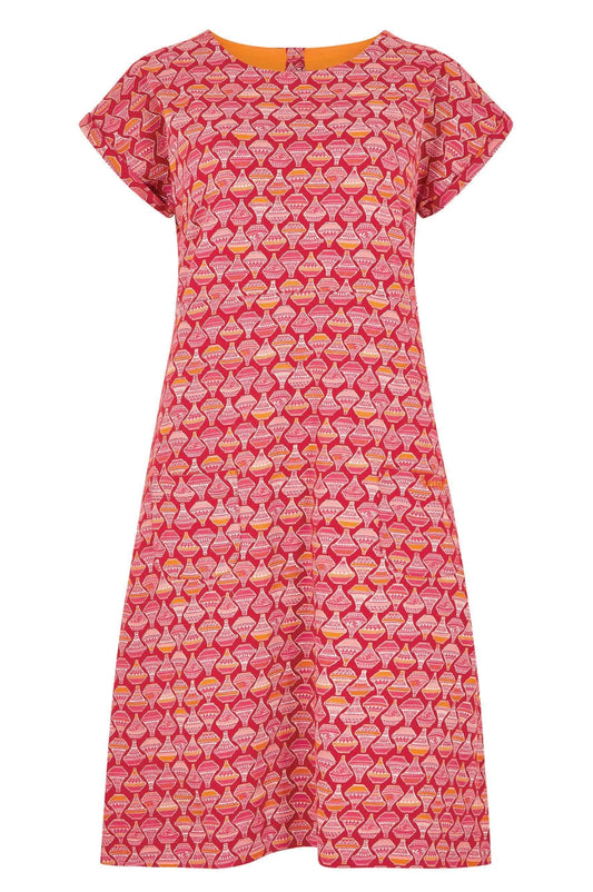 Weird Fish Womens Tallahassee Printed Jersey Dress - Barberry Red