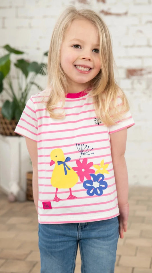 Lighthouse Kids 'Causeway' Short Sleeve Tee - Sweet Pea Stripe Chick