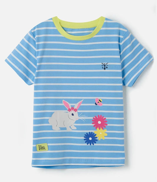 Lighthouse Kids 'Causeway' Short Sleeve Tee - Blue Stripe Bunny