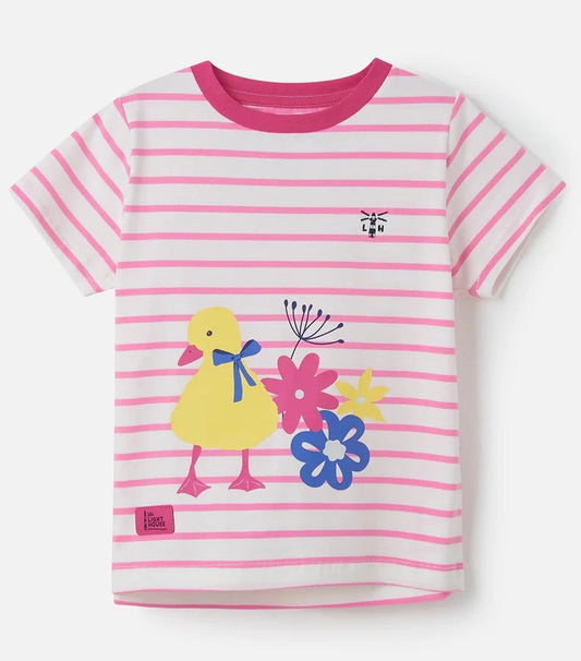 Lighthouse Kids 'Causeway' Short Sleeve Tee - Sweet Pea Stripe Chick