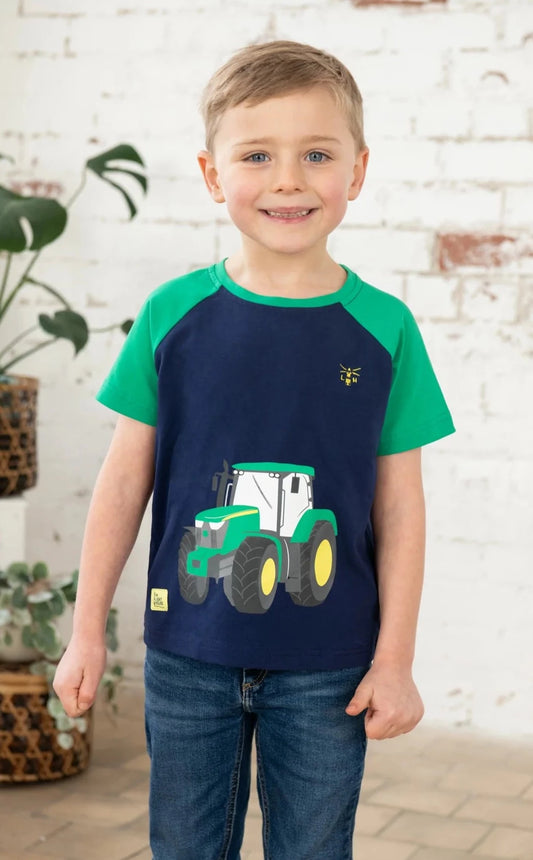 Lighthouse Kids 'Mason' Short Sleeve Green Tractor Print Tee