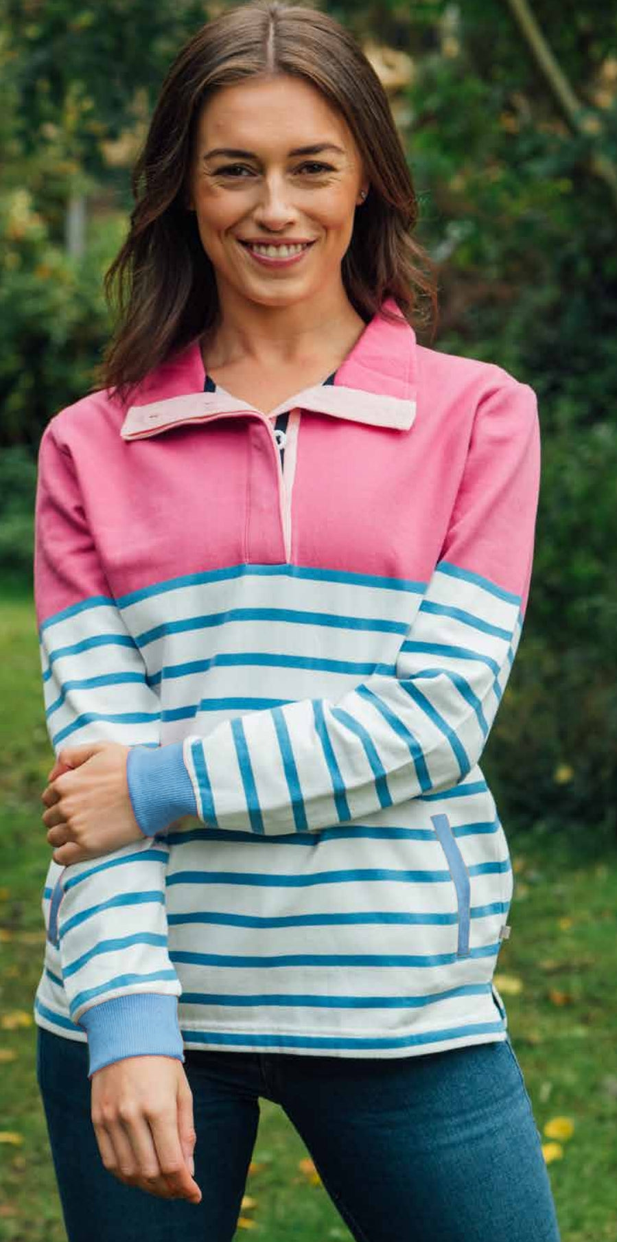 Blue Green Womens Sierra Stripe Sweatshirt Pink Salt Cellar Clothing