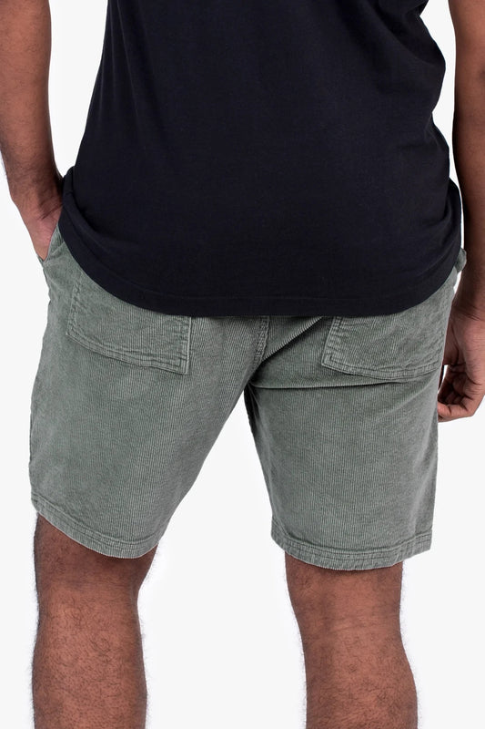 Brakeburn Mens Corduroy Shorts - Khaki Green