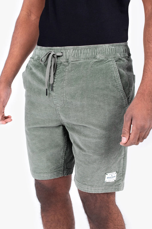 Brakeburn Mens Corduroy Shorts - Khaki Green