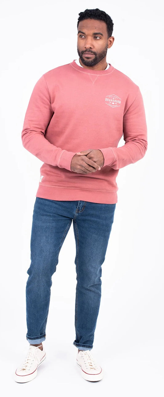 Brakeburn Mens Crew Neck Sweatshirt - Pink