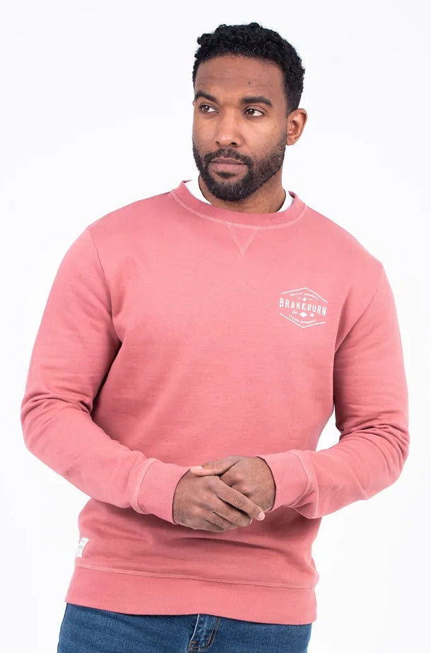 Brakeburn Mens Crew Neck Sweatshirt - Pink