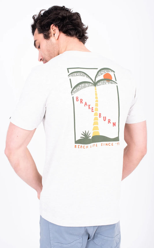 Brakeburn Mens Palm Tree Tee - Ecru