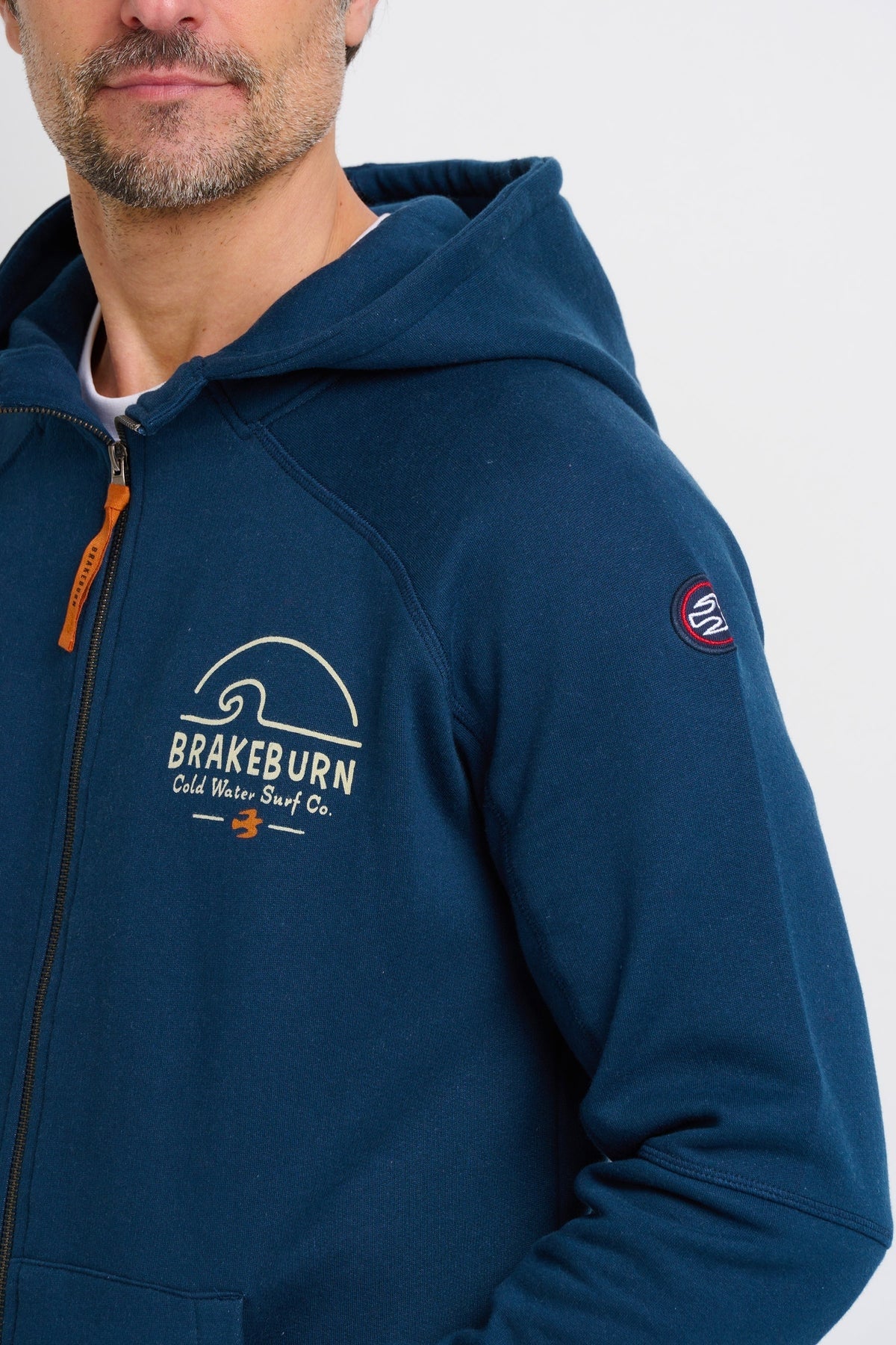 Brakeburn Mens Raglan Zip Through Hoodie - Navy