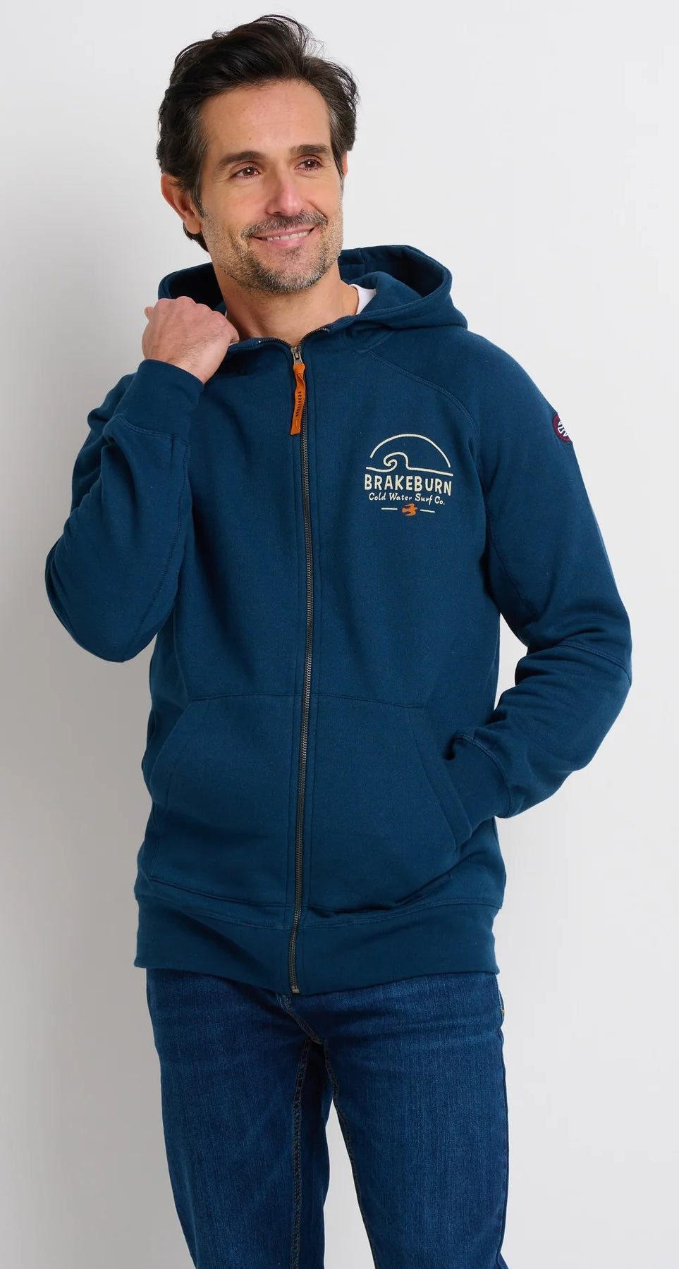 Brakeburn Mens Raglan Zip Through Hoodie - Navy