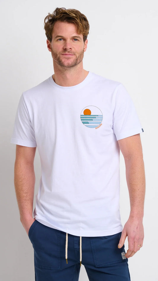 Brakeburn Mens Rolling Waves Print T-Shirt - White