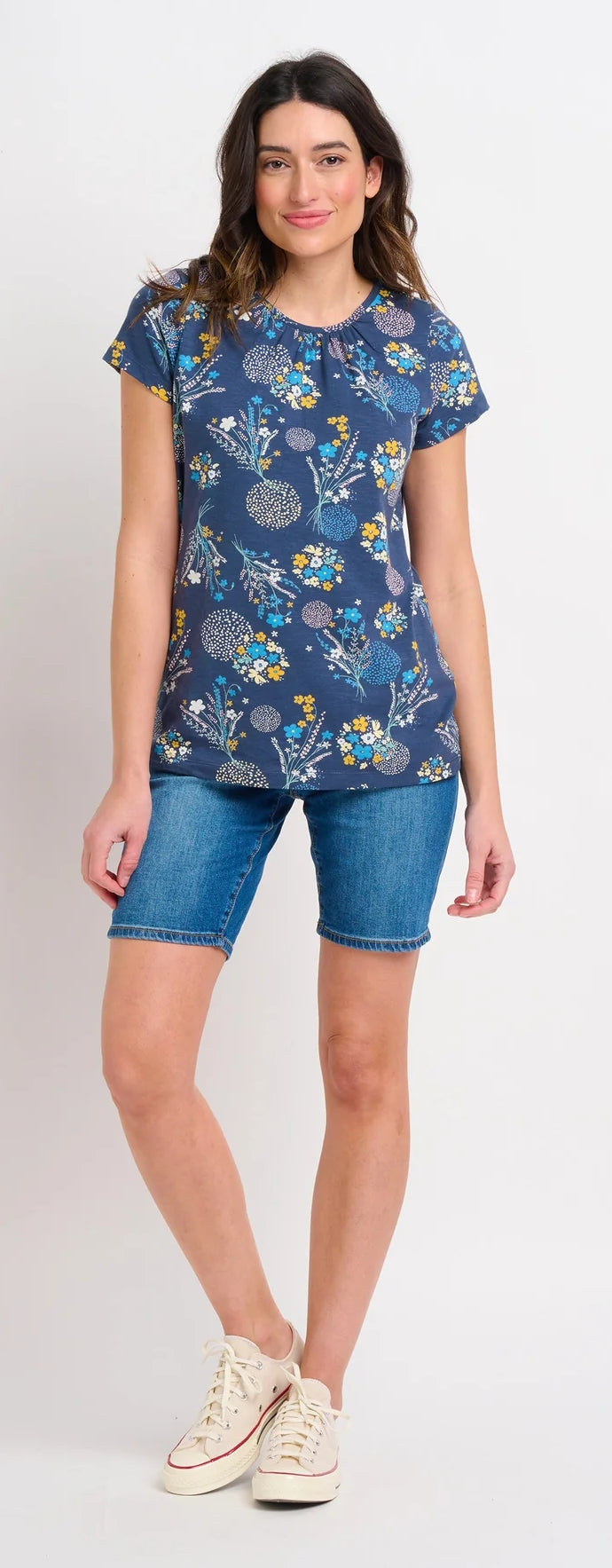 Brakeburn Womens Bursting Blooms Tee - Navy