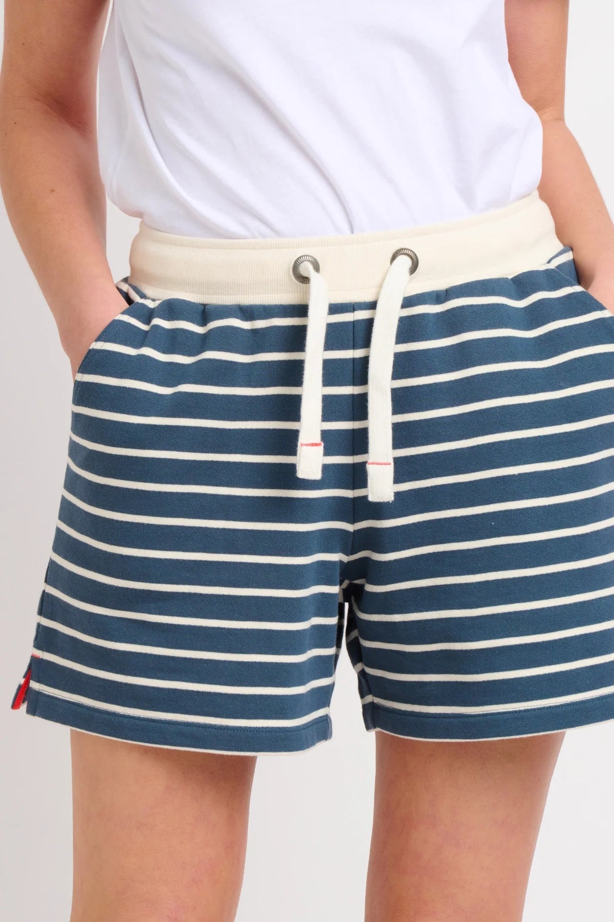 Brakeburn Womens Stripe Jogger Shorts - Blue