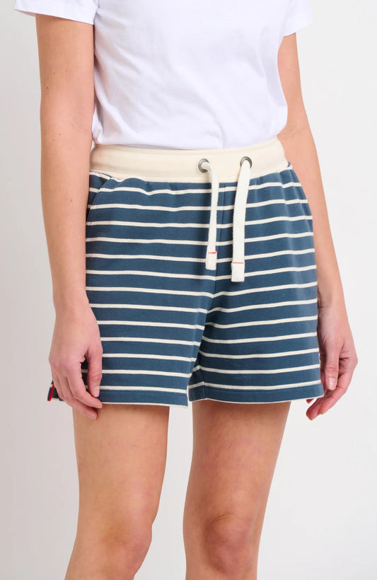 Brakeburn Womens Stripe Jogger Shorts - Blue