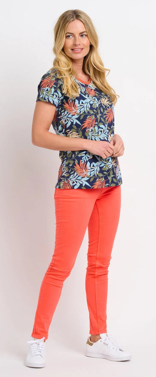 Brakeburn Womens Trailing Tropics Tee - Navy