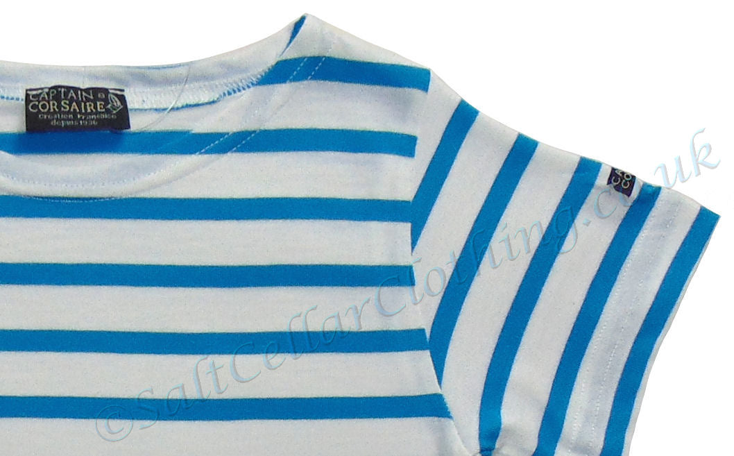 Captain Corsaire Kids 'Starboard' Stripe Tee - White / Azulli